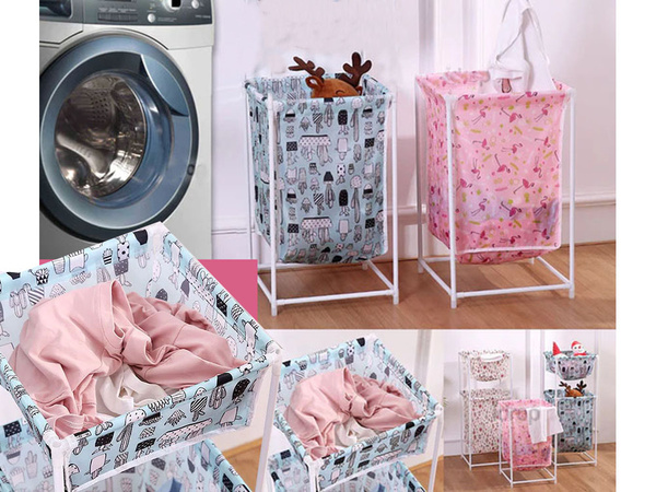 Laundry basket double shelf linen clothes basket