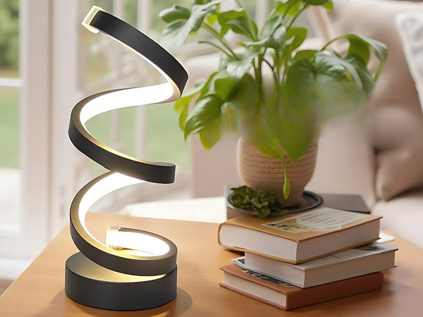 Lámpara LED espiral de escritorio y mesa, 3 colores de luz, USB, regulación de intensidad