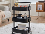 Estantería de cocina y baño con ruedas, carrito de 3 niveles, organizador metálico