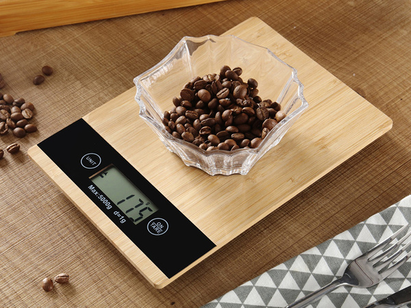 Elektronska bambusova kuhinjska tehtnica lcd do 5 kg