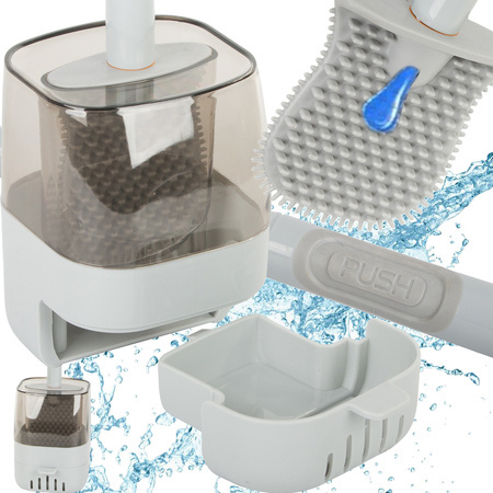 Escobilla de silicona para el baño con dispensador de líquido
