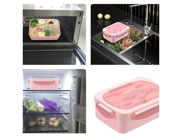 Lunchbox snídaňový box na snídani oběd s přihrádkami příbory