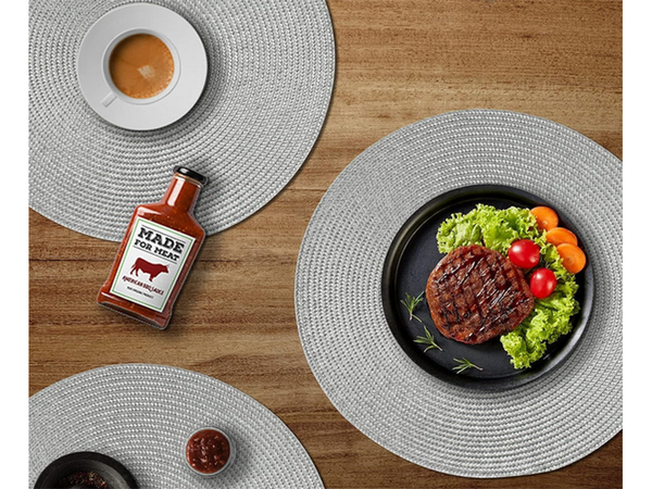 Okrogla podloga za kuhinjsko mizo pletena namizna podloga siva