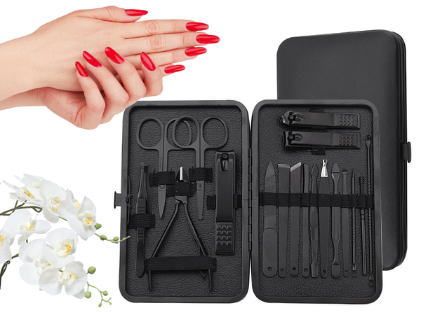 Nail kit manicure pedicure toolbox case nail clippers 18 pieces