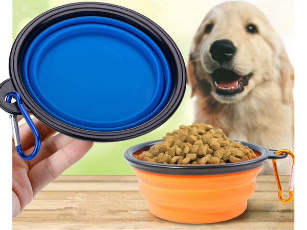 Миска силиконовая для собак складная туристическая карабинер 400 мл