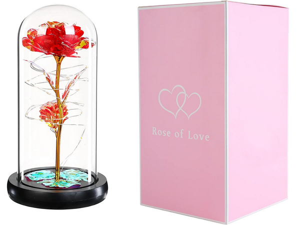 Everlasting rose in glass gift led rgb luminous red glass for the occasion