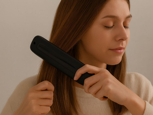 Electric ionic hair straightening brush with led temperature control