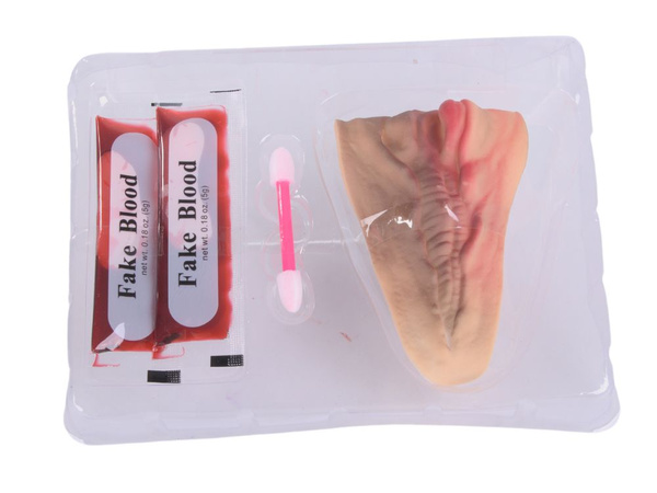 Rană falsă tăiată la gât cu 10ml de sânge fals accesoriu halloween