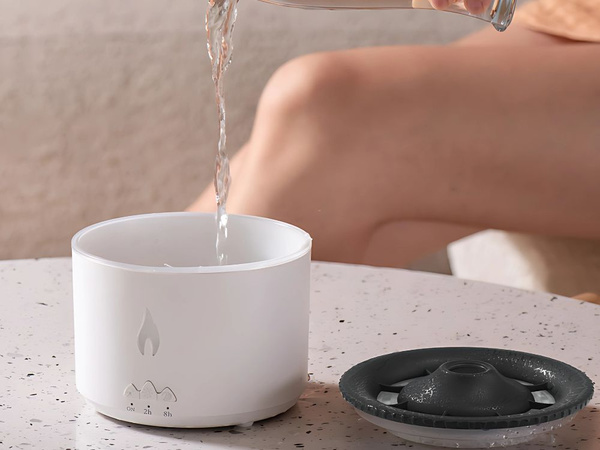Humidificador de aire led difusor rgb volcán fragancia niebla fuego explosión