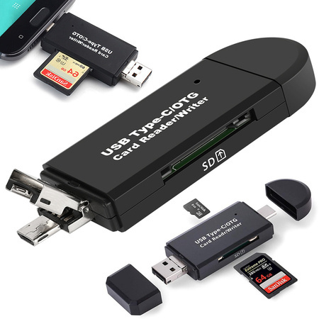 Sd kortelių skaitytuvas microsd tf usb usb-c micro usb 3w1