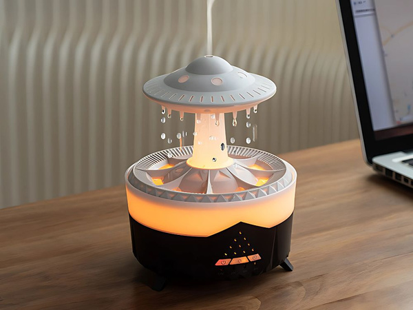 Humidificador difusor de aromas lámpara led con forma de ovni con mando a distancia