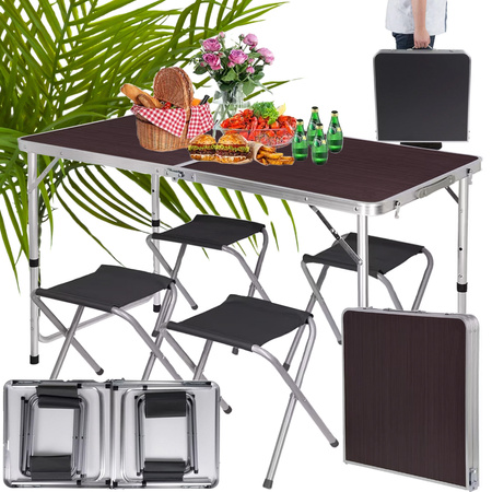 Mesa plegable camping juego de mesa turistica con 4 sillas mesa de jardin