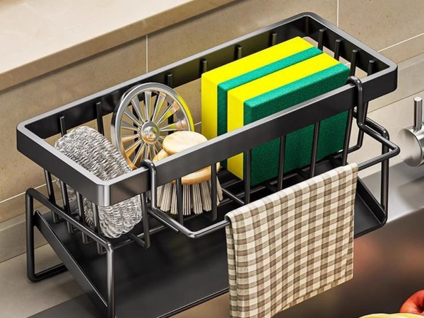 Panier pour évier organiseur pour éponge liquide ustensiles de cuisine égouttoir métallique