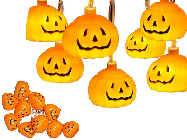 Kürbis lichter 10 led hängend halloween 200cm leuchtende dekoration kürbis dekoration