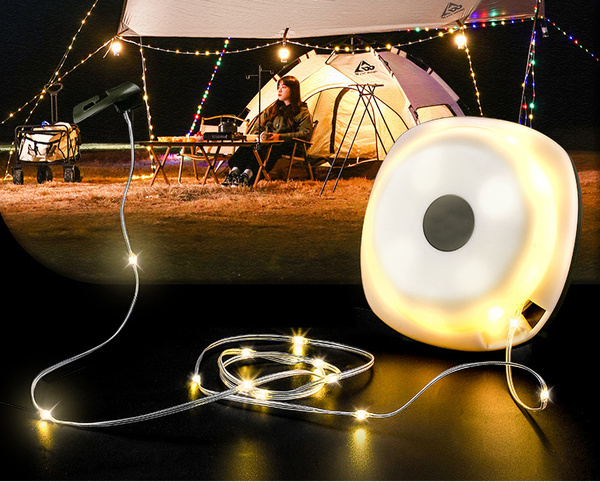 Lampe de camping guirlande led rechargeable en rouleau 8m chaud