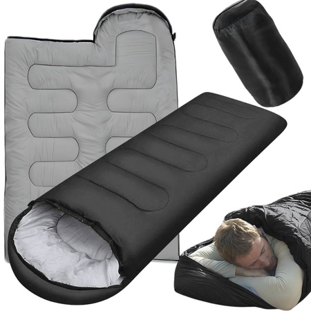 SAC DE COUCHAGE MOMIE TOURISME AVEC HOUSSE LEKK CHAUD CAMPING BIVOUAC NOIR