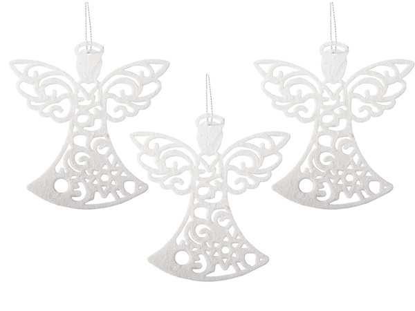 Pendentifs anges pour sapin de noël 3pcs glitter baubles