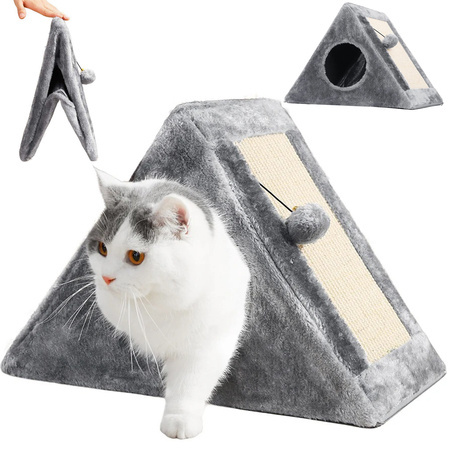 Scratching post triangle cat kennel cat bed toy ball