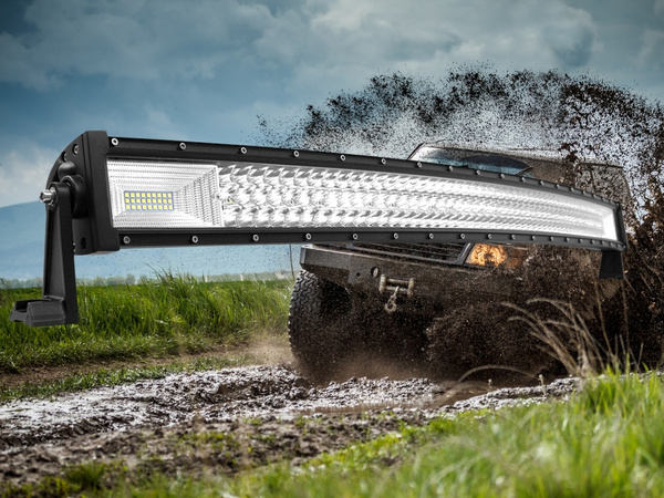 DARBO ŠVIESA PROŽEKTORIUS 130 CM 192+42 LED BARAS HALOGENAS 675W 12V 24V REFLEKTORIUS