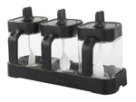 Recipientes de cristal para especias con cuchara juego de 3 piezas