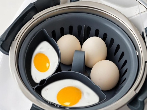 Tojásfőző betét 2 az 1-ben konyhai robotgéphez, 6 tojás befogadására alkalmas kosárral