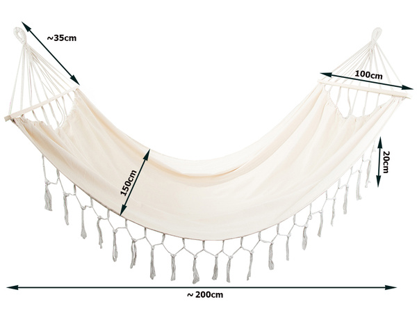 Hiking hammock large boho tassel two-person swing 200x150