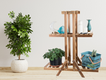 Dreistöckiger blumentopfständer blumentöpfe aus holz