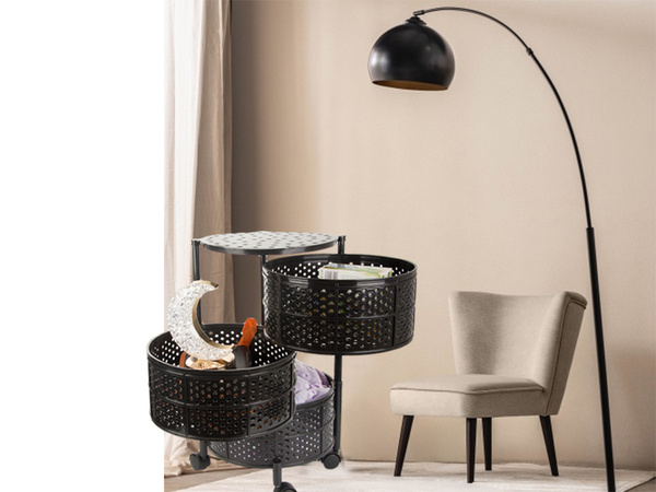 Kitchen shelf cupboard on wheels mobile trolley table 3 tier basket