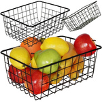 Cesta organizadora de alambre metálico loft para cocina cesta de fruta negra grande