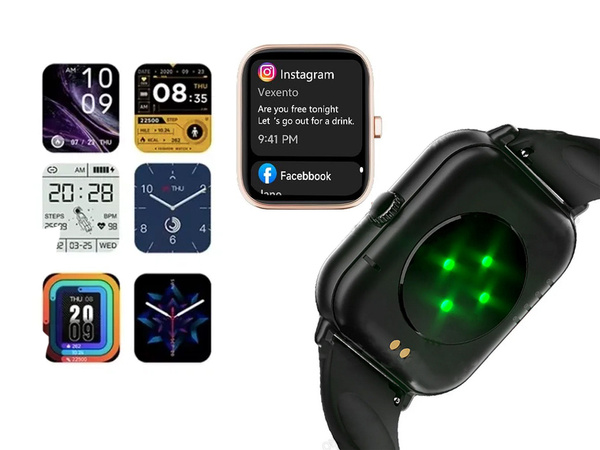 Smartwatch sieviešu vīriešu gumijas siksna sporta bluetooth sarunas melna