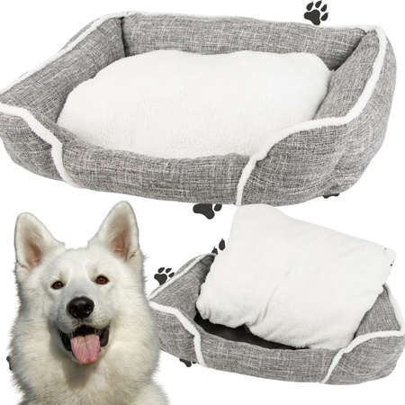 Dog bed soft comfortable fluffy bed with cushion size l