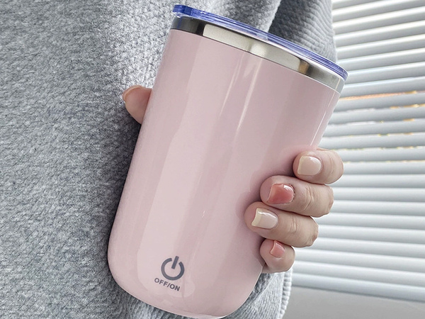 Kubek samomieszający 350ml stalowy termos na zimne i gorące smycz usb