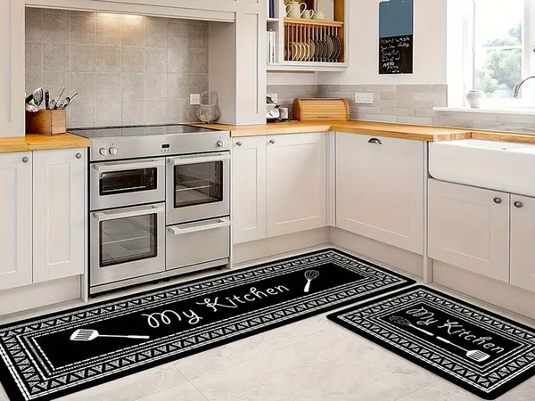 Kitchen decorative rug kit 2 pcs. Kitchen patterns rug