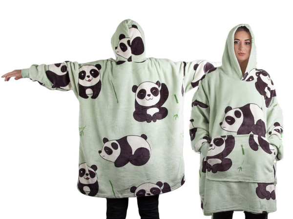 Warmes panda sweatshirt übergrösse decke xxl 2in1 dickes fell weich mit kapuze