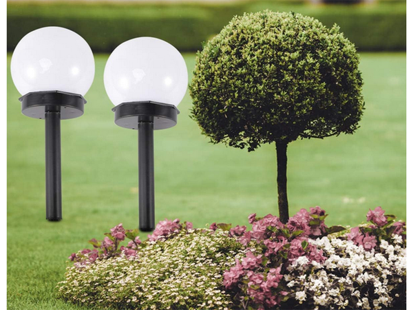 4x lámparas solares de jardín bola blanca sprinkled 10 cm