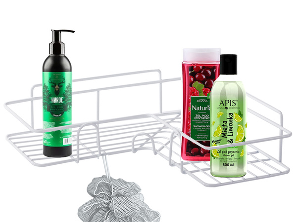 Loft corner bathroom shower shelf hanging hook white