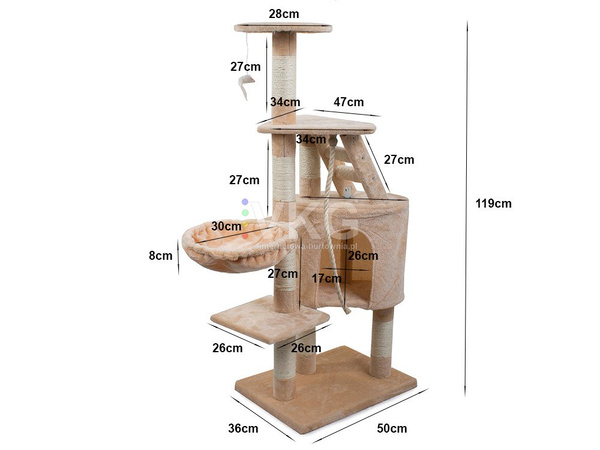 Drapak dla kota drzewko domek legowisko 119cm