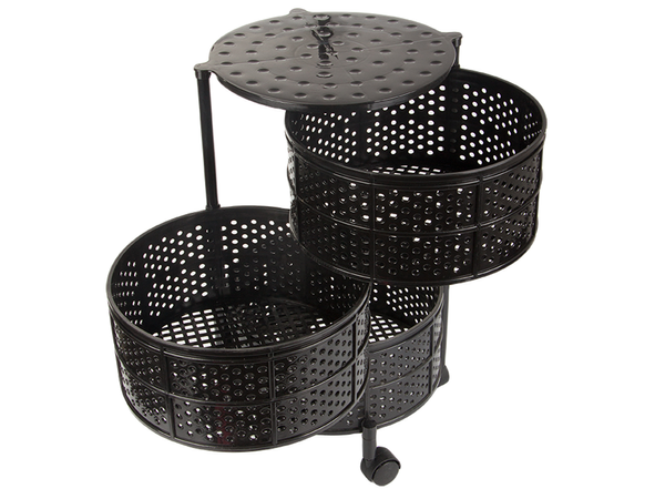 Konyhai polc szekrény kerekeken mobil kocsi asztal 3 szintes kosár