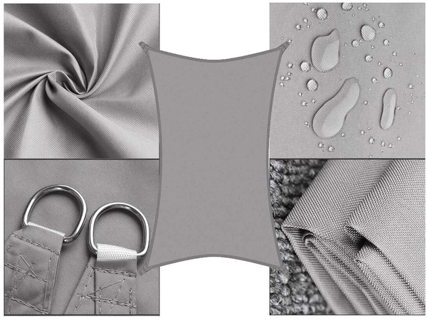 Voile d'ombrage imperméable de jardin 3x2m gris rectangle auvent