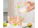 Juego de vajilla: cuencos, tazas, tazas de café y ensaladeras de cristal con diseño floral, 6 piezas.