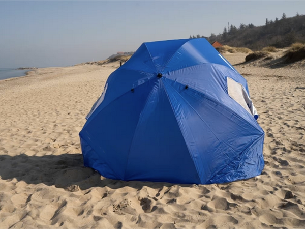 Plažo dežnik zaslon zložljiv vrt šotor 2in1 xxl velik z uv filtrom