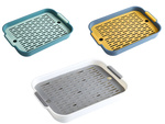 Two-layer kitchen tray with drain for dishes, vegetables, fruit, plastic