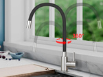 Grifo mezclador flexible de cocina con caño giratorio 360 flexible