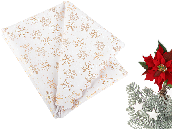 Mantel navidad estrellas blancas copos de nieve 140x220cm