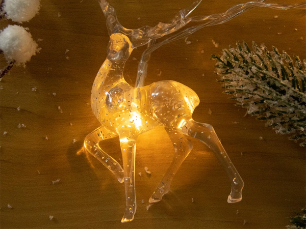 Vánoční osvětlení sobí girlanda 10 vedla s třpytkami pro vánoční stromek