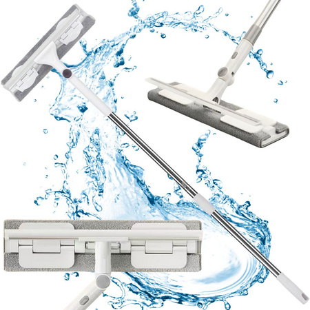 Window cleaner floor scraper rotating microfibre 2-in-1 telescopic