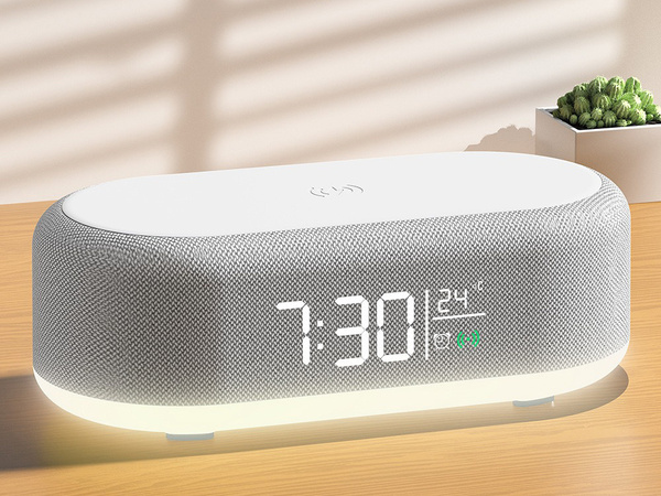 Digitální budík elektronický teploměr indukční nabíječka alarm 2v1