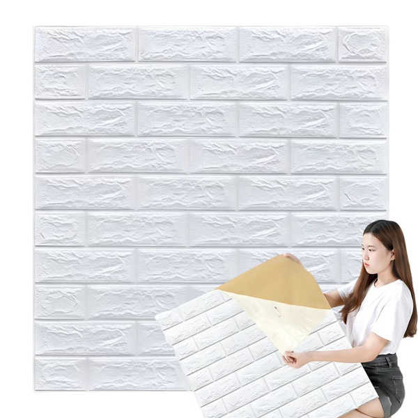 Panneaux muraux 3d brique papier peint blanc autocollant mousse décorative
