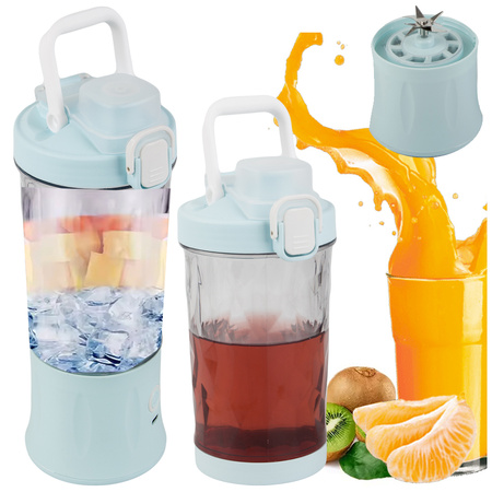 Blender na smoothie prenosný USB bezdrôtový drvič ľadu modrý