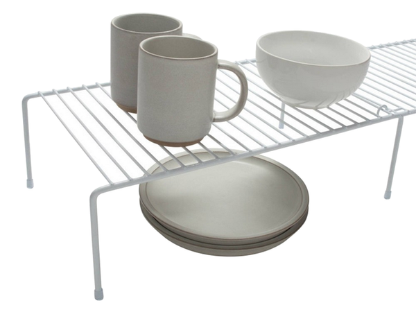 Estante metálico regulable en anchura extensible para cocina organizador blanco